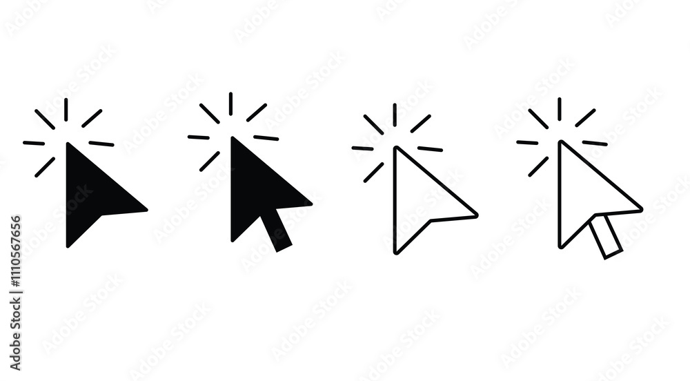 Poster mouse cursor click icon. mouse pointer symbol. choice arrow. press button. digital interface. vector