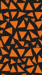 Orange Triangle pattern hand drawn design on Gold background illustration