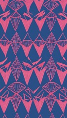 Pink Diamond pattern hand drawn design on Blue background illustration