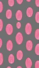 Pink Oval pattern hand drawn design on Gray background illustration