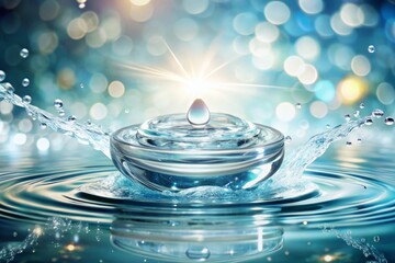 Refreshing Splash of  Essence: Captivating Visuals of Water Ripples for Skin Care and Beauty Products