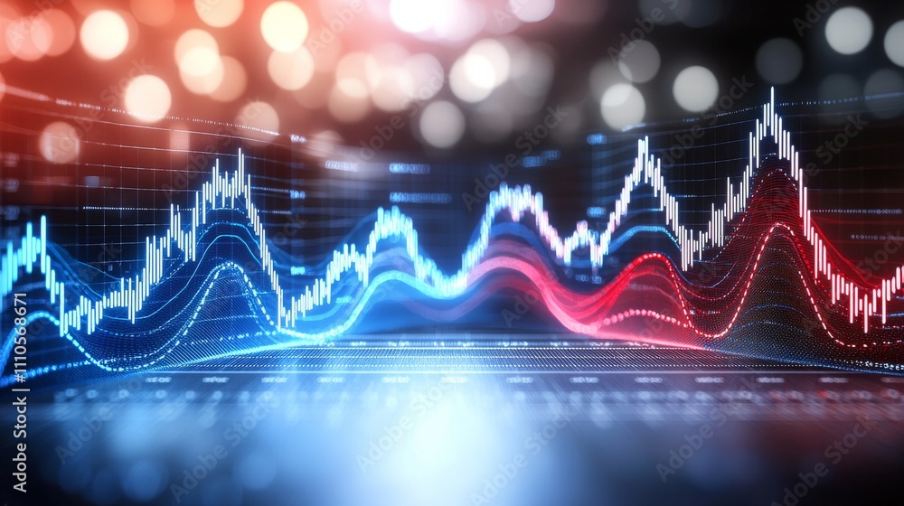 Aufkleber analyzing stock market trends through financial charts digital workspace data visualization modern e