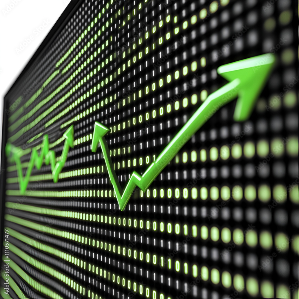 Poster analyzing market trends digital data visualization business sector infographic display high-tech env