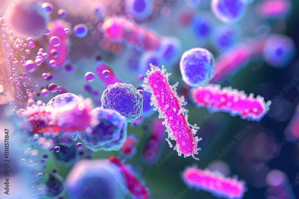 Poster a high-resolution image of bacillus subtilis bacteria, highlighting their spore-forming capabilities