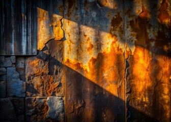 Silhouette of a Black Stone Wall with Rust: Captivating Textures and Shadows in Urban Settings for Architectural and Abstract Photography
