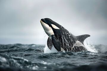 Fototapeta premium Fantastically beautiful majestic huge whale in deep ocean