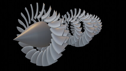 The blades of an airplane engine.3d render illustration