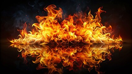 Stunning Double Exposure of High Resolution Fire Collection Isolated on Black Background for Creative Projects and Visual Storytelling