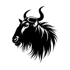 Fototapeta premium Wildebeest head black color vector 