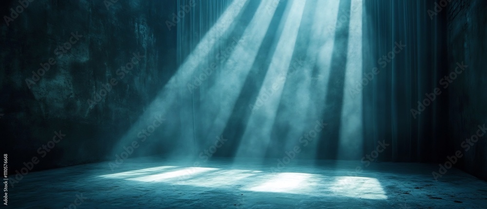 Aufkleber dramatic spotlights casting long intricate shadows across a moody atmospheric scene creating a sense