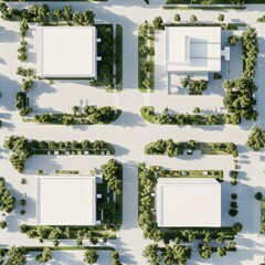 Symmetrical aerial view of modern industrial complex