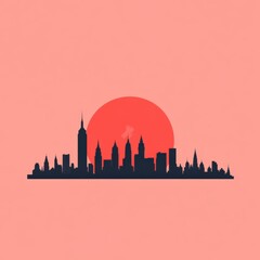 Obraz premium Artistic urban landscape sunset silhouettes