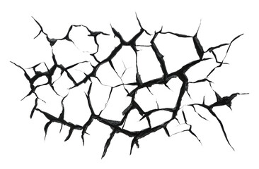 Detailed depiction of cracked surface texture, cut out - stock png.