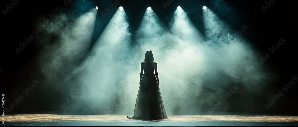 Poster dramatic theatrical performance with captivating shadow effects and intricate lighting creating dept