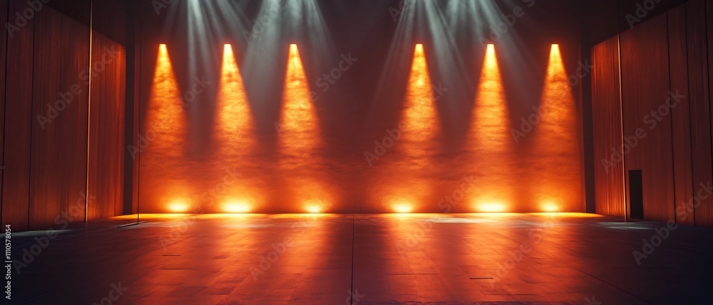 Poster textured stage backdrop with soft warm glowing lights creating a captivating and atmospheric scene t