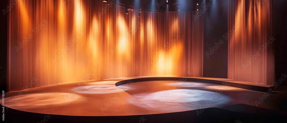 Poster minimalist stage design with soft dramatic lighting and subtle captivating movement patterns creatin