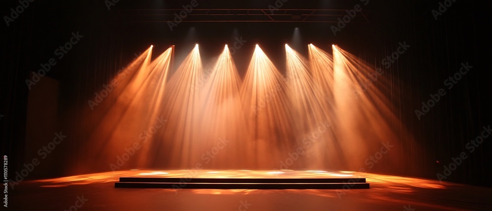 Poster elegant minimalist stage design with soft dramatic lighting and subtle patterns of movement creating