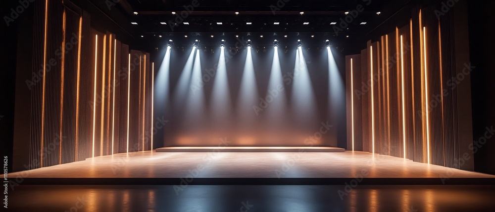 Poster minimalist lighting design for modern stage showcasing simplicity and elegance sleek and sophisticat