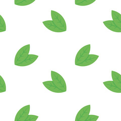 Pattern of green leaves on a black background, with visible veins, arranged in pairs and oriented in various directions.
