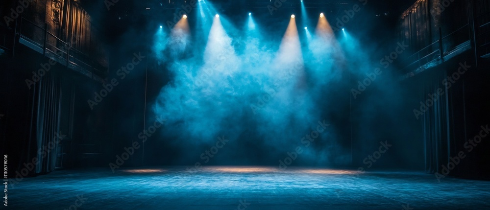 Poster mysterious and moody theatrical scene with subtle stage lighting creating a captivating and evocativ