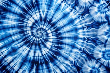 Obraz premium Vibrant Indigo Tie Dye Pattern on Cotton Fabric Creating an Abstract Background with High Depth of Field for Artistic and Textile Design Inspiration