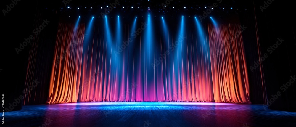 Poster dramatic backdrop illuminated by soft captivating stage lighting creating an immersive and mesmerizi