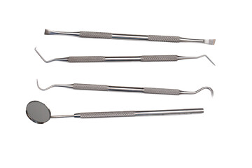 Dentist Tools on Clean White Background – Professional Dental Instruments Stock Image
