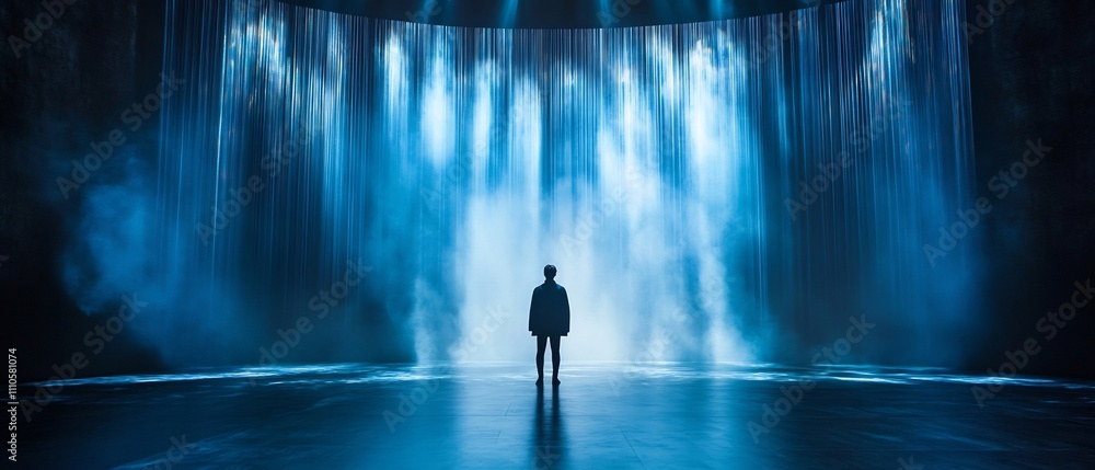 Aufkleber a futuristic theatrical performance is brought to life through the innovative use of captivating led