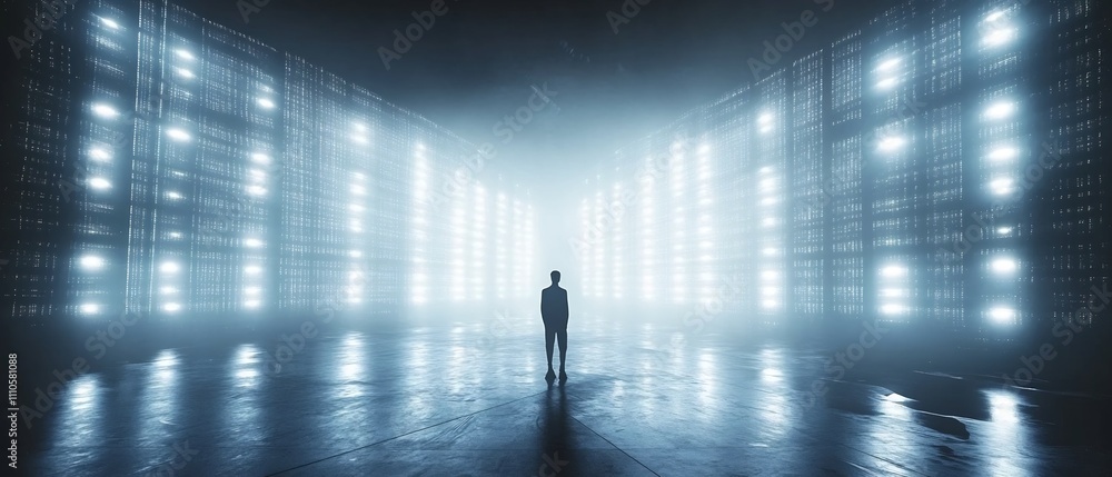 Poster futuristic concert stage with synchronized led lighting and mesmerizing visual effects creating a ca