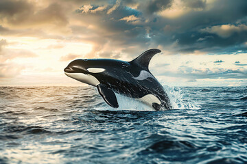 Fototapeta premium Fantastically beautiful majestic huge whale in deep ocean