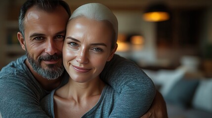 Relaxed Couple Embracing Together in a Cozy Modern Living Space, Showcasing Intimacy and Connection, Capturing a Warm and Inviting Atmosphere