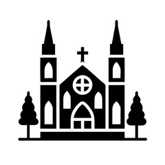 Fototapeta premium ector with a cross integrated into the church design, perfect for faith-based content.