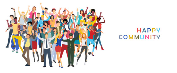 Colorful crowd of people celebrating vector illustration