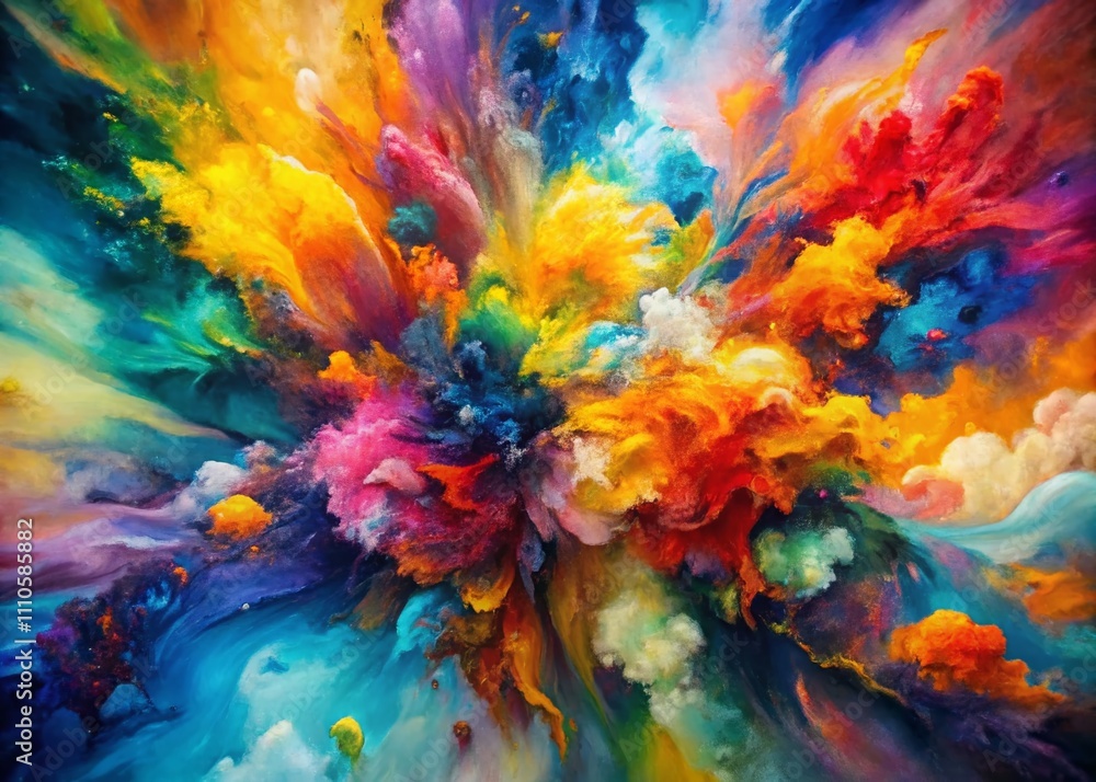 Poster abstract art background featuring vivid oil paint textures and brushstrokes in an aerial perspective