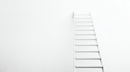 A white ladder against a white wall.