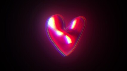 glowing red heart on background