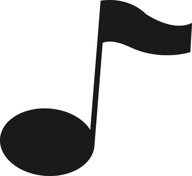 Quarter note symbol with a filled-in oval note head and a straight, vertical stem with a flag.
