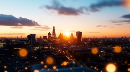 Naklejka premium London Skyline at Sunset: A Breathtaking Panorama