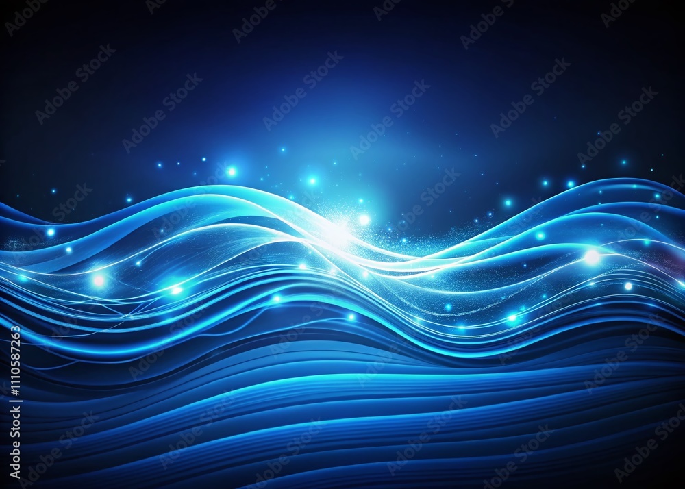 Aufkleber abstract blue glowing waves on dark background – perfect for modern digital art and futuristic desig