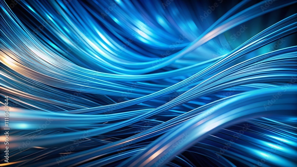 Poster abstract blue lines in motion: captivating macro photography of dynamic speed and soft gradients for