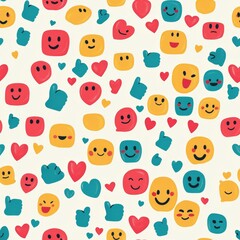 Emoji Pattern Design - Colorful and Happy seamless, pattern, background, texture