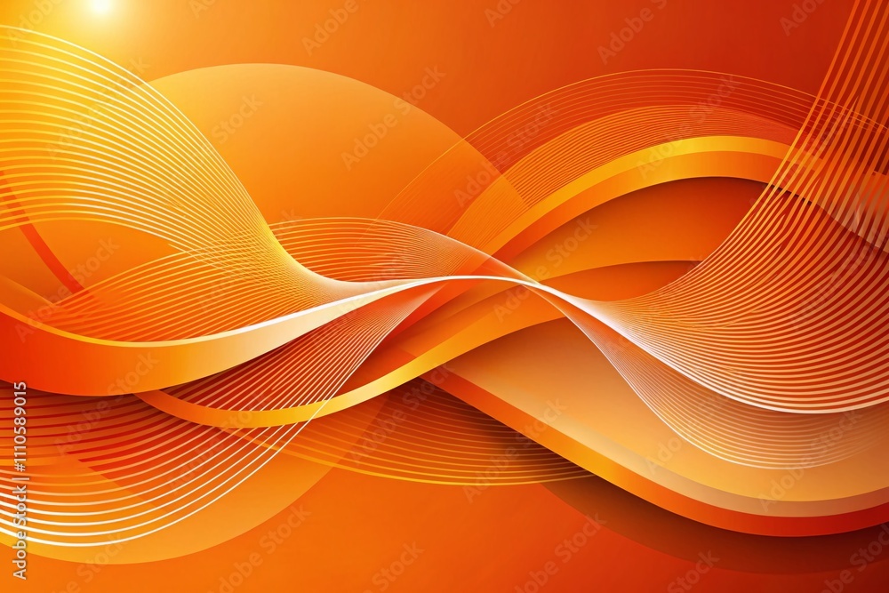 Poster abstract curved lines in orange - a geometric background ideal for creative projects and modern desi