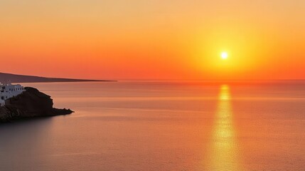 Fototapeta premium Travel image showing the orange sky of the sunset over the sea