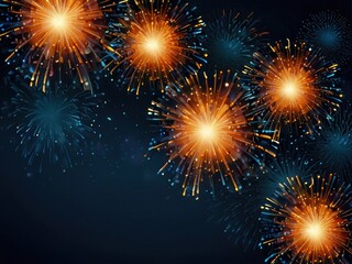 Naklejka premium fireworks gold blue background 