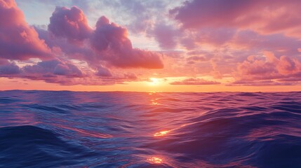 Fototapeta premium warm sunset, ocean view, colorful sky, evening colors