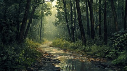 wet forest trail 