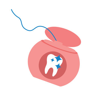 pink dental floss container with tooth clip art preview