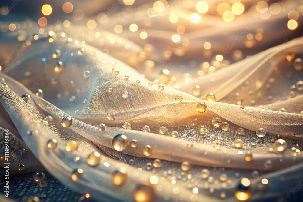 Poster abstract long exposure of light fabric texture with water drops creating a dreamy background and sel
