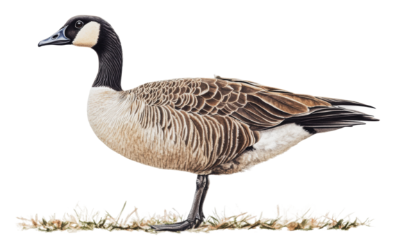Detailed illustration of a barnacle goose standing, cut out - stock png.