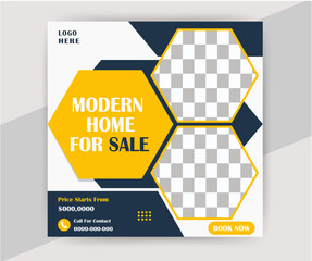 Digital business marketing banner for social media post template. Home for sale. Vector editable design .